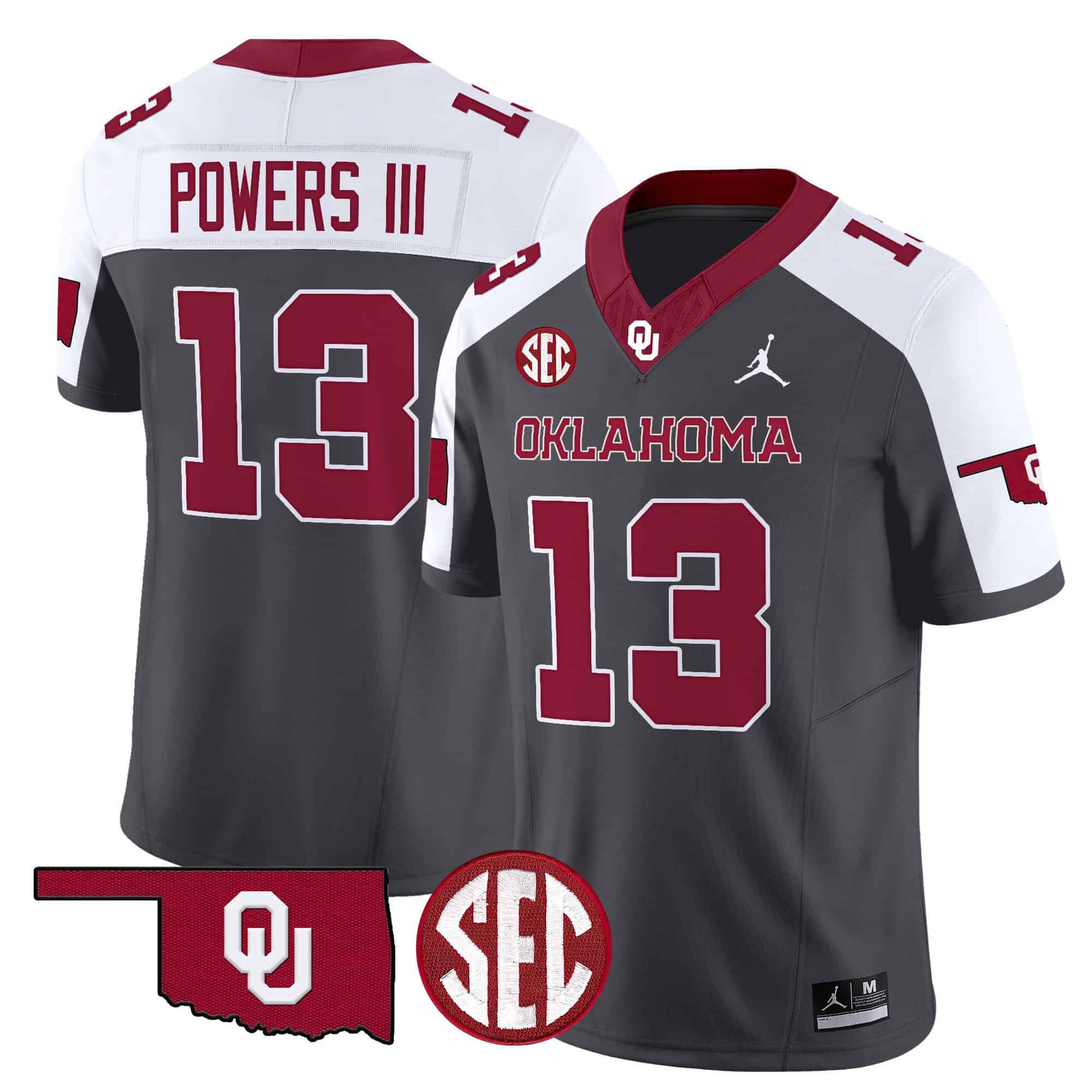 Men Oklahoma Sooners #13 Powers iii Black 2024 Vapor Limited NCAA Jersey